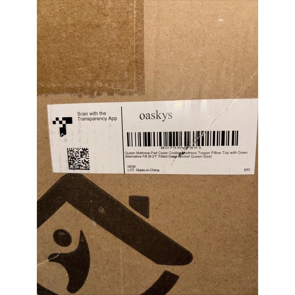 Oaskys Mattress Pad Cover Cooling Pillow Topper Down Alternative Fill White New